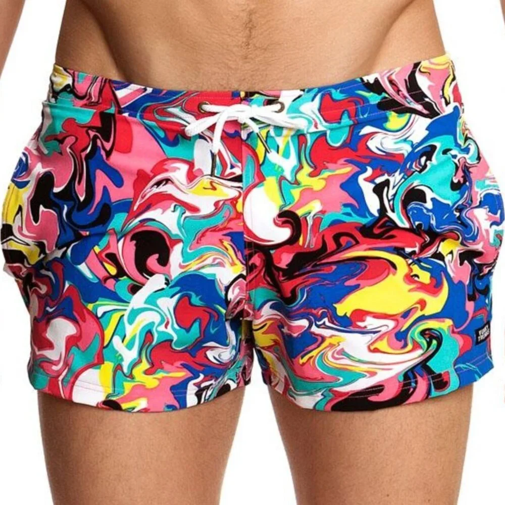 Funky‎ Trunks Splatterfied Men's Shorty Shorts Short SZ S